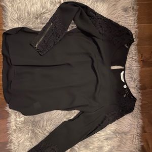 Black Reitmans Top with lace and zip detailing